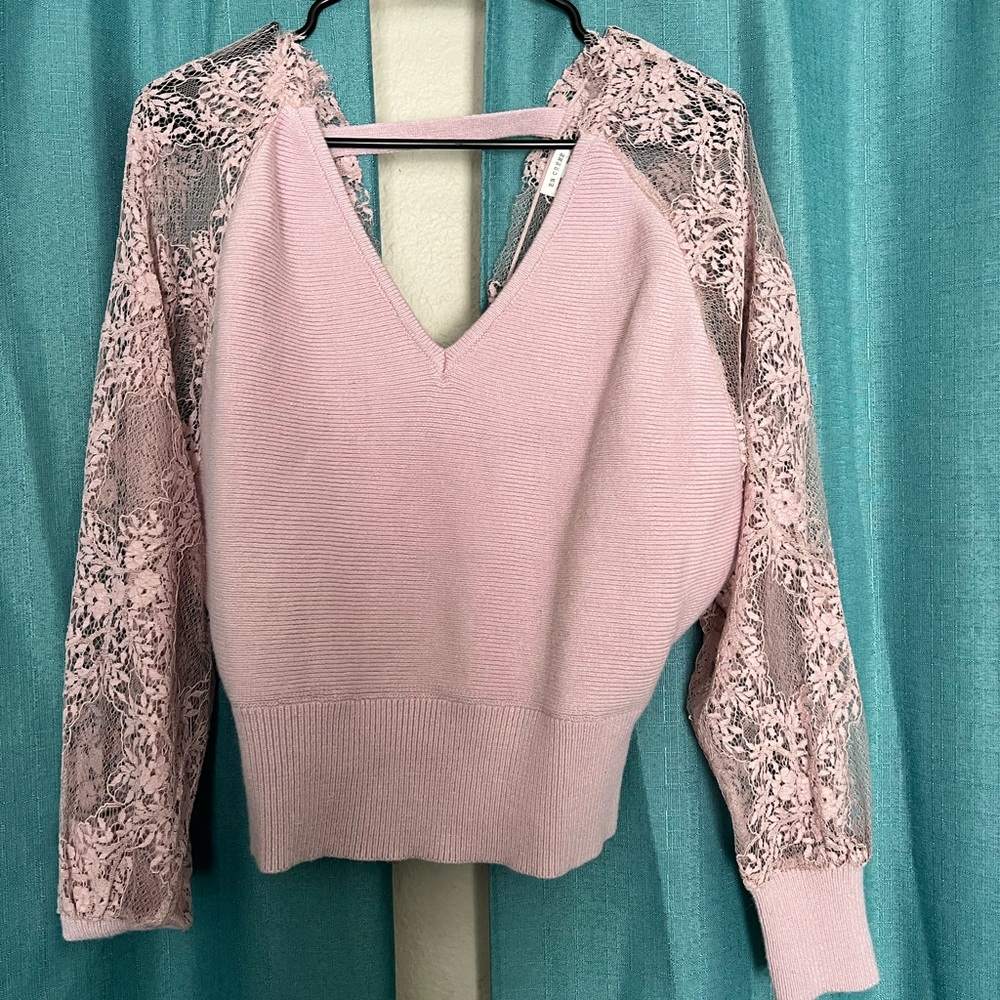 Nordstrom rack pink sweater sheer back